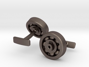 Bearing Cufflink in Polished Bronzed Silver Steel