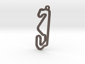 Circuit De Catalunya Key Chain in Polished Bronzed Silver Steel