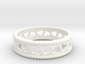 Size 6 Hearts Ring A in White Processed Versatile Plastic