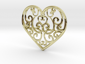 Christmas Heart Ornament in 18k Gold Plated Brass