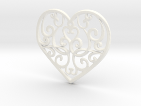 Christmas Heart Ornament in White Processed Versatile Plastic