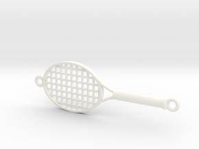 Tennis Racket Pendant in White Processed Versatile Plastic