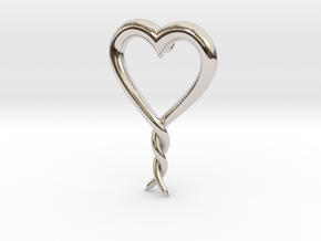 Twisted Heart 2 in Rhodium Plated Brass