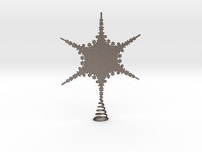 Sparkle Snow Star 2 - Tree Top Fractal - M in Polished Bronzed Silver Steel
