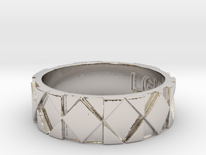 Futuristic Rhombus Ring Size 11 in Rhodium Plated Brass