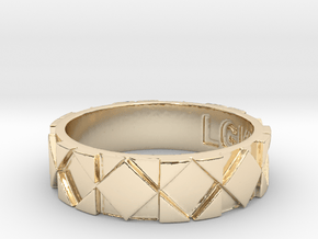 Futuristic Rhombus Ring Size 10 in 14k Gold Plated Brass