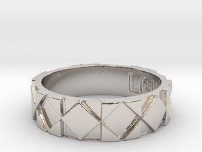 Futuristic Rhombus Ring Size 10 in Rhodium Plated Brass