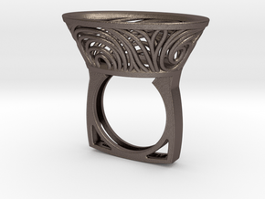 Constantina Contemporary - nest ring  in Polished Bronzed Silver Steel