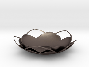 Tealight Holder Waterlily in Polished Bronzed Silver Steel
