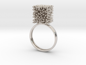 Constantina Architectural Coral Ring in Rhodium Plated Brass