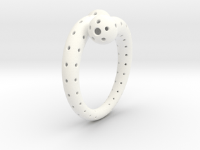 Twisted Sphere Ring in White Processed Versatile Plastic