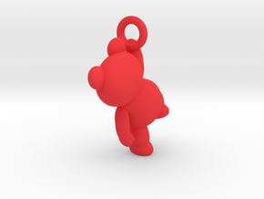 Teddy Bear Pendant - 3cm in Red Processed Versatile Plastic