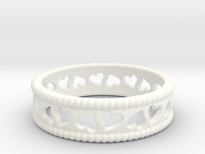 Size 7 Hearts Ring A in White Processed Versatile Plastic