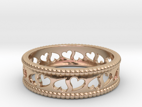 Size 8 Hearts Ring A in 14k Rose Gold Plated Brass