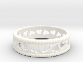 Size 8 Hearts Ring A in White Processed Versatile Plastic