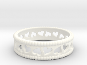 Size 9 Hearts Ring A in White Processed Versatile Plastic