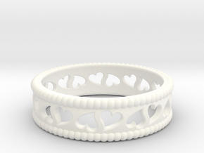 Size 10 Hearts Ring A in White Processed Versatile Plastic