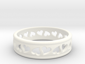Size 6 Hearts Ring B in White Processed Versatile Plastic