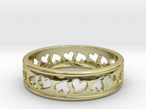 Size 7 Hearts Ring B in 18k Gold Plated Brass