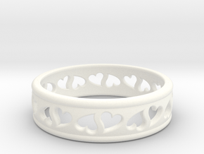 Size 7 Hearts Ring B in White Processed Versatile Plastic