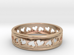 Size 8 Hearts Ring B in 14k Rose Gold Plated Brass
