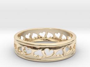 Size 10 Hearts Ring B in 14k Gold Plated Brass