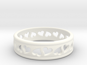 Size 10 Hearts Ring B in White Processed Versatile Plastic