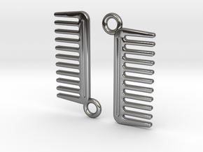 Comb Earrings in Fine Detail Polished Silver