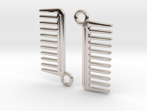 Comb Earrings in Rhodium Plated Brass