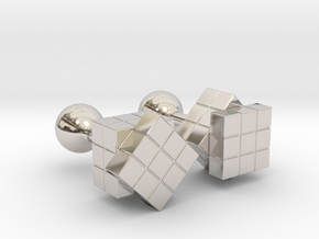 Rubik Cu(be)fflinks in Rhodium Plated Brass