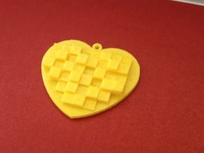 Mosaic Heart Pendant Large in Yellow Processed Versatile Plastic