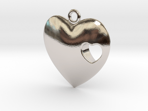 Heart in Rhodium Plated Brass