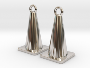 Traffic Cone Earrings in Platinum