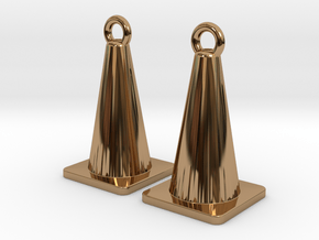 Traffic Cone Earrings in Polished Brass