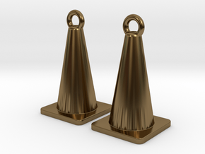 Traffic Cone Earrings in Polished Bronze