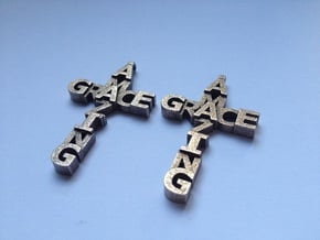 Amazing Grace Cross Earrings in Polished Bronzed Silver Steel