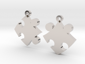 Puzzle Earrings in Rhodium Plated Brass