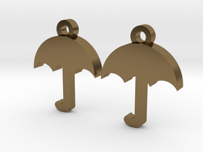 Umbrella Earrings in Polished Bronze