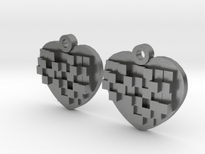 Mosaic Heart Earrings Small in Natural Silver