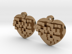 Mosaic Heart Earrings Small in Natural Brass