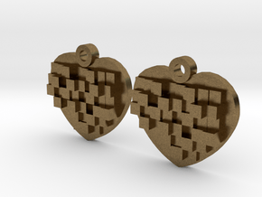Mosaic Heart Earrings Small in Natural Bronze