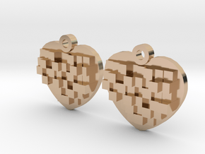 Mosaic Heart Earrings Small in 14k Rose Gold Plated Brass