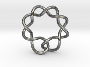 0352 Hyperbolic Knot K5.3 in Fine Detail Polished Silver
