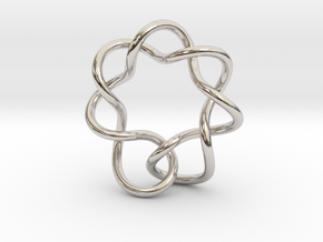 0353 Hyperbolic Knot K5.2 in Rhodium Plated Brass