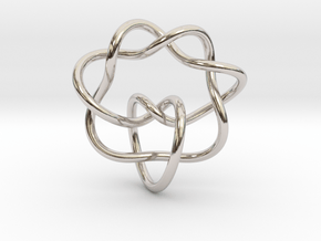 0355 Hyperbolic Knot K6.20 in Rhodium Plated Brass