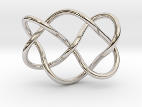 0356 Hyperbolic Knot K6.28 in Rhodium Plated Brass