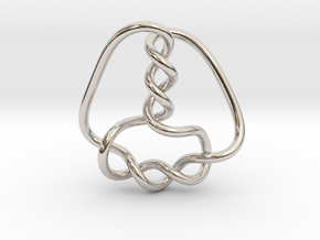 0357 Hyperbolic Knot K6.34 in Rhodium Plated Brass