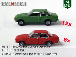 SPECIAL SET 20x Opel Ascona B (N 1:160) in Tan Fine Detail Plastic