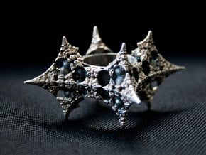 Dragon Fractal Ring 21mm in Natural Silver