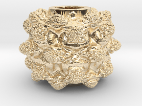 MandelBulb Power8 OM Particle in 14k Gold Plated Brass
